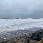 A beach in Scituate on a cloudy day