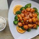 Chinese food on a white plate